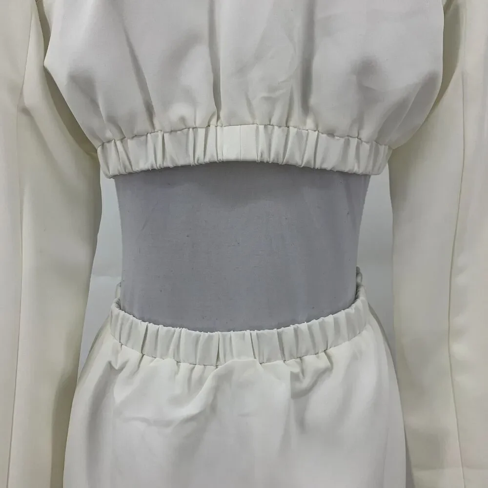 Fashion Nova Mini Dress Womens S Small Off White Serious Business Blazer V Neck